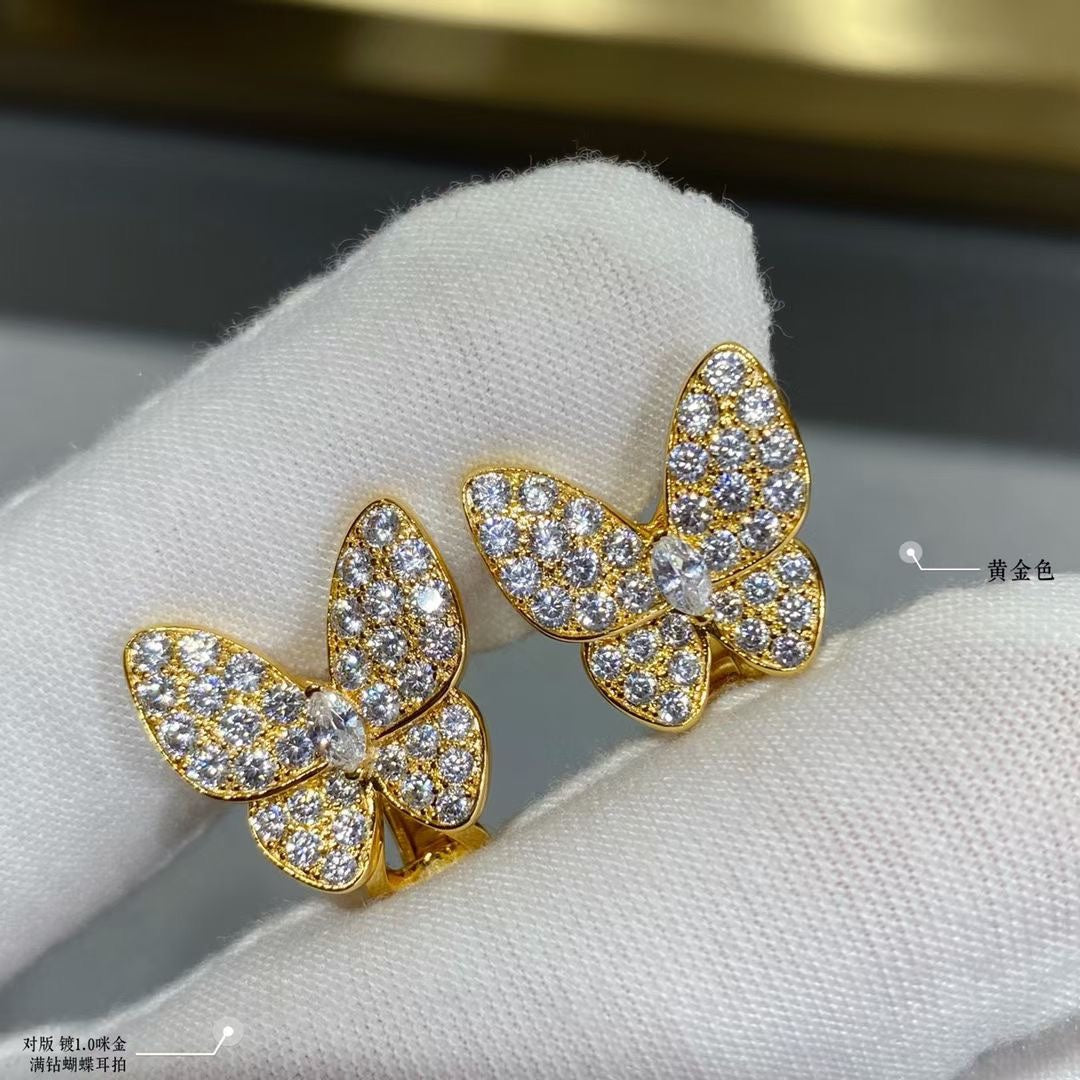 Roostick Two Butterfly Diamonds Earrings