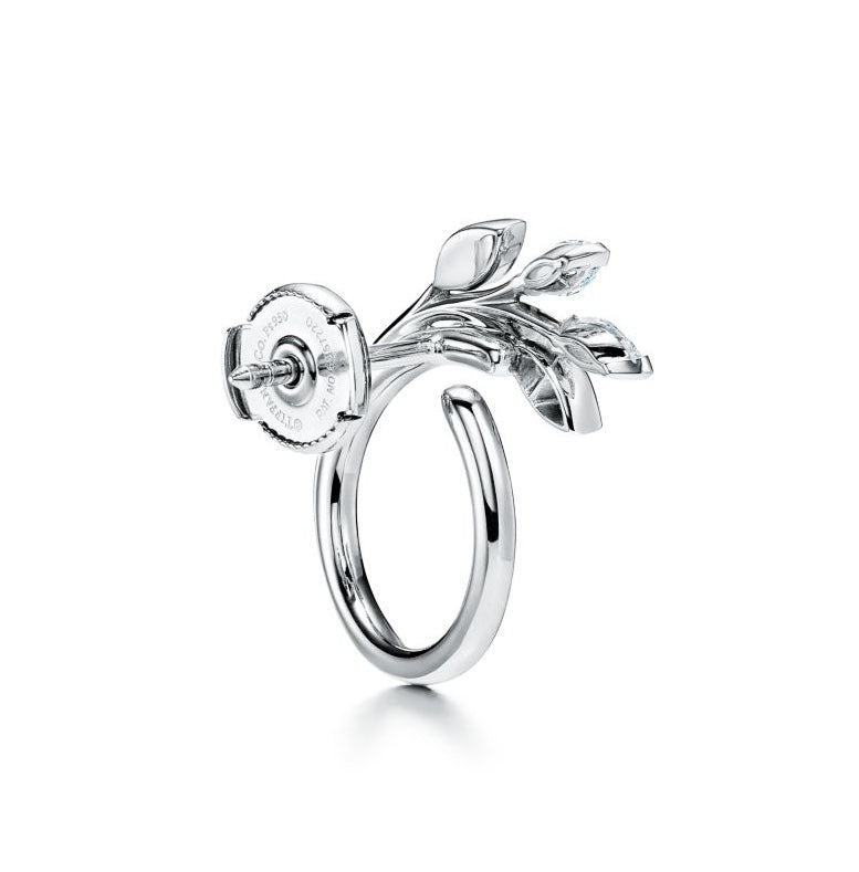 Roostick Diamond Vine Circle Earrings in Platinum