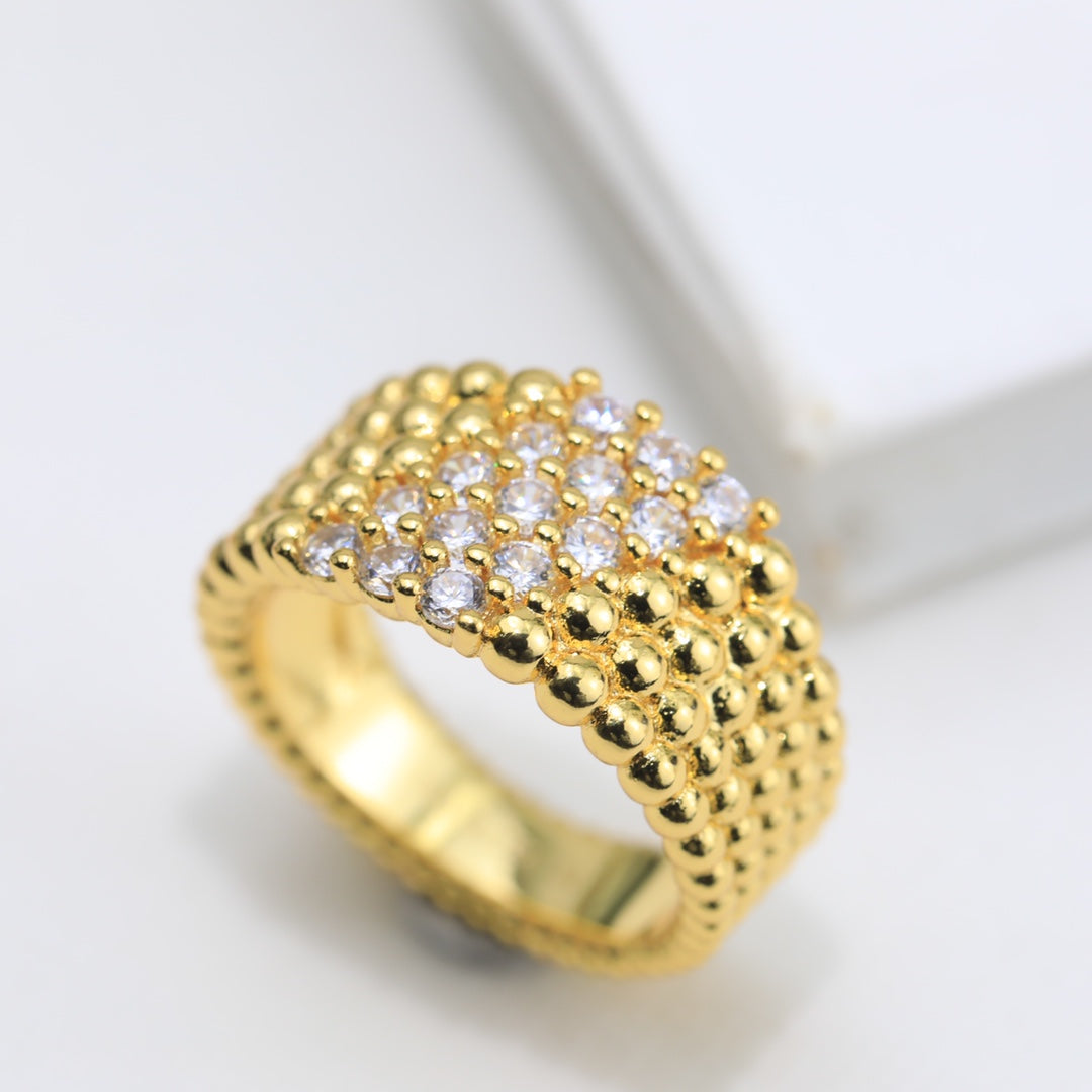 Roostick Perlée Diamonds Five Rows Ring