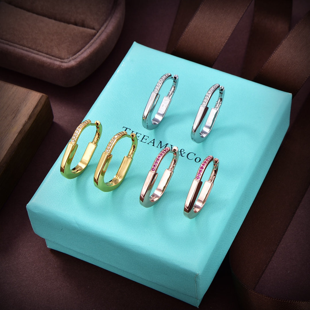 Roostick T Lock Diamonds Medium Earrings