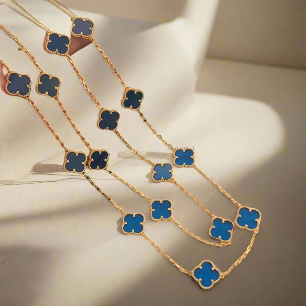 Roostick Vintage Alhambra  Agate 20 Motifs Long Necklace
