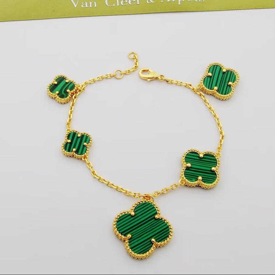 18K Magic Alhambra Five Malachite Motifs Bracelet
