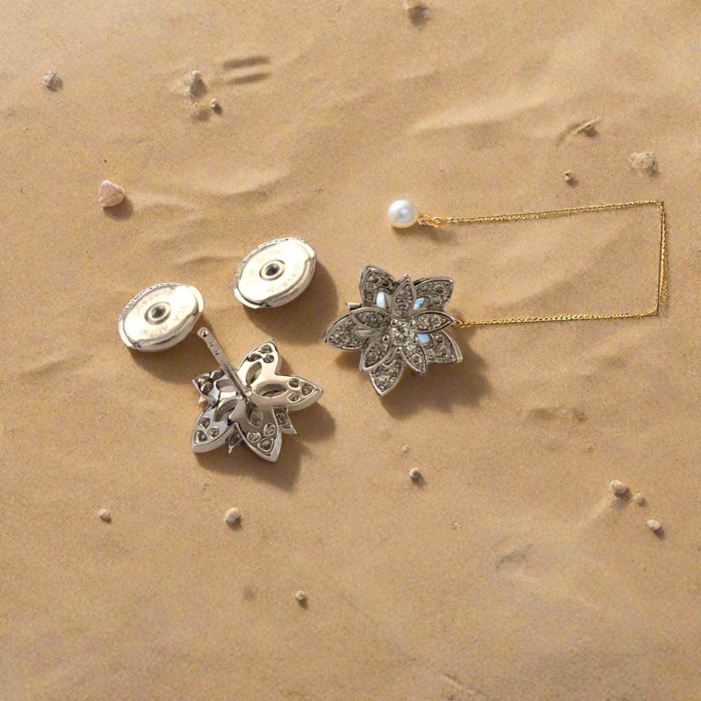 18k Lotus Openwork Earrings