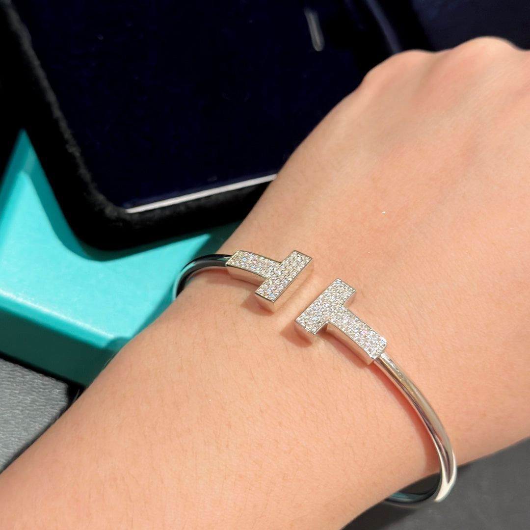 Roostick T Wide Diamond Wire Bracelet