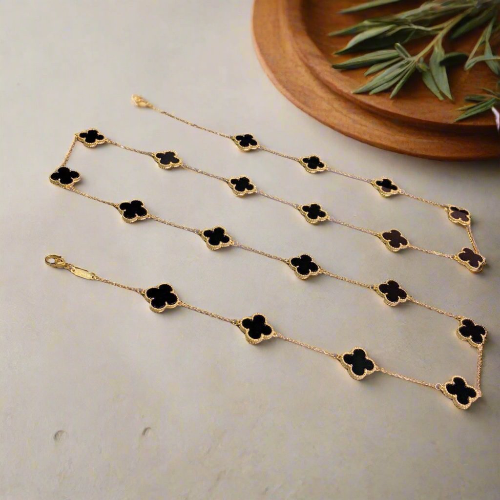 Roostick Vintage Alhambra Black 20 Motifs Long Necklace