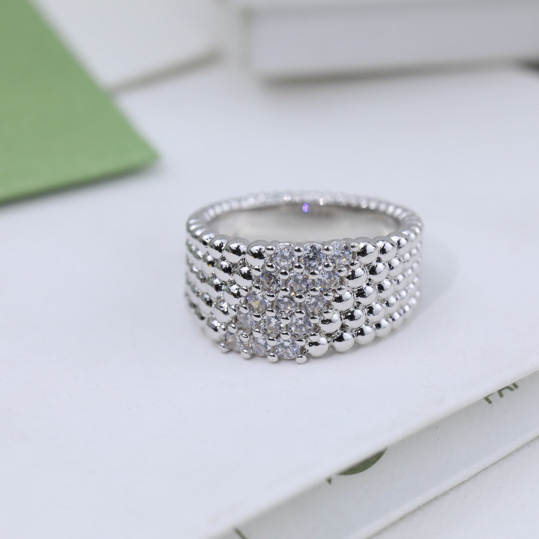 Roostick Perlée Diamonds Five Rows Ring