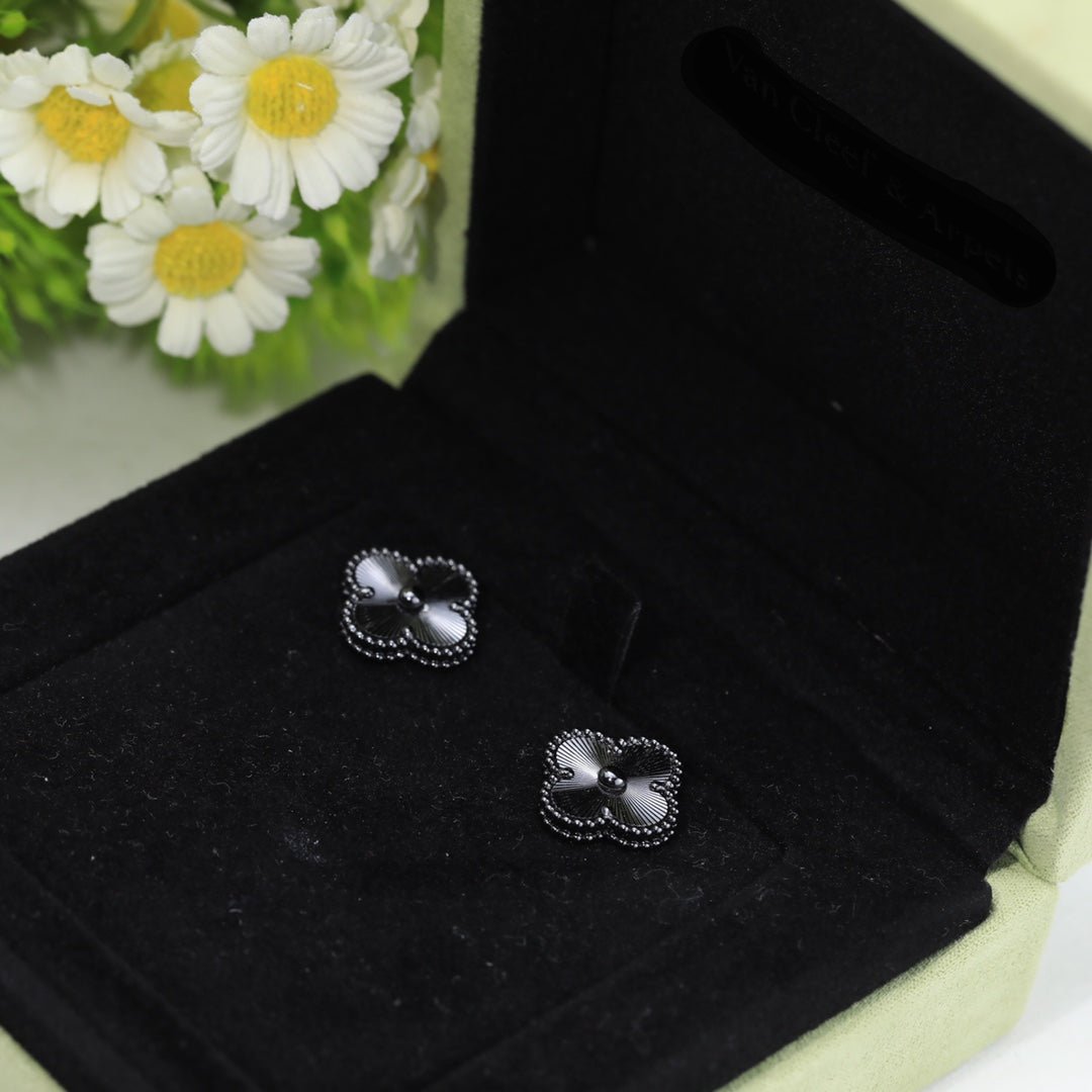 Roostick Vintage Alhambra Black Paint Earrings