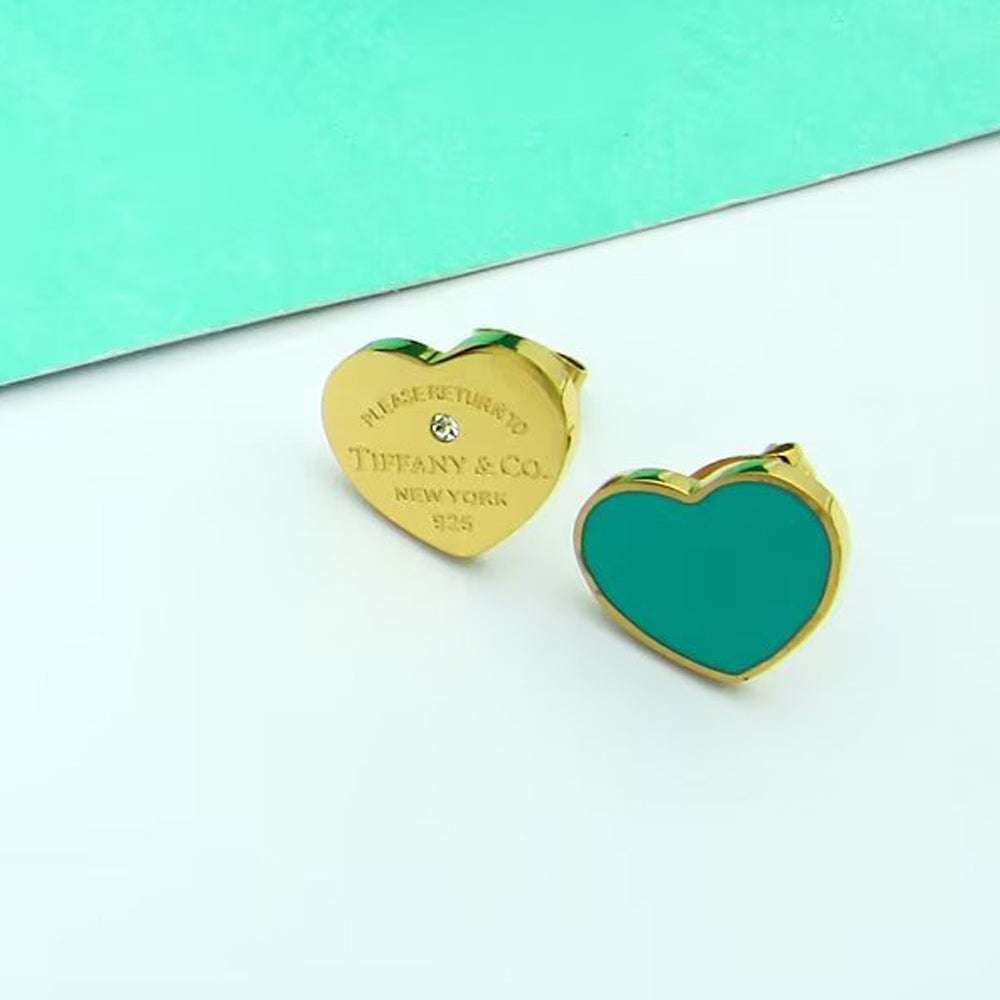 Roostick 18K Return to T Blue Heart Earrings