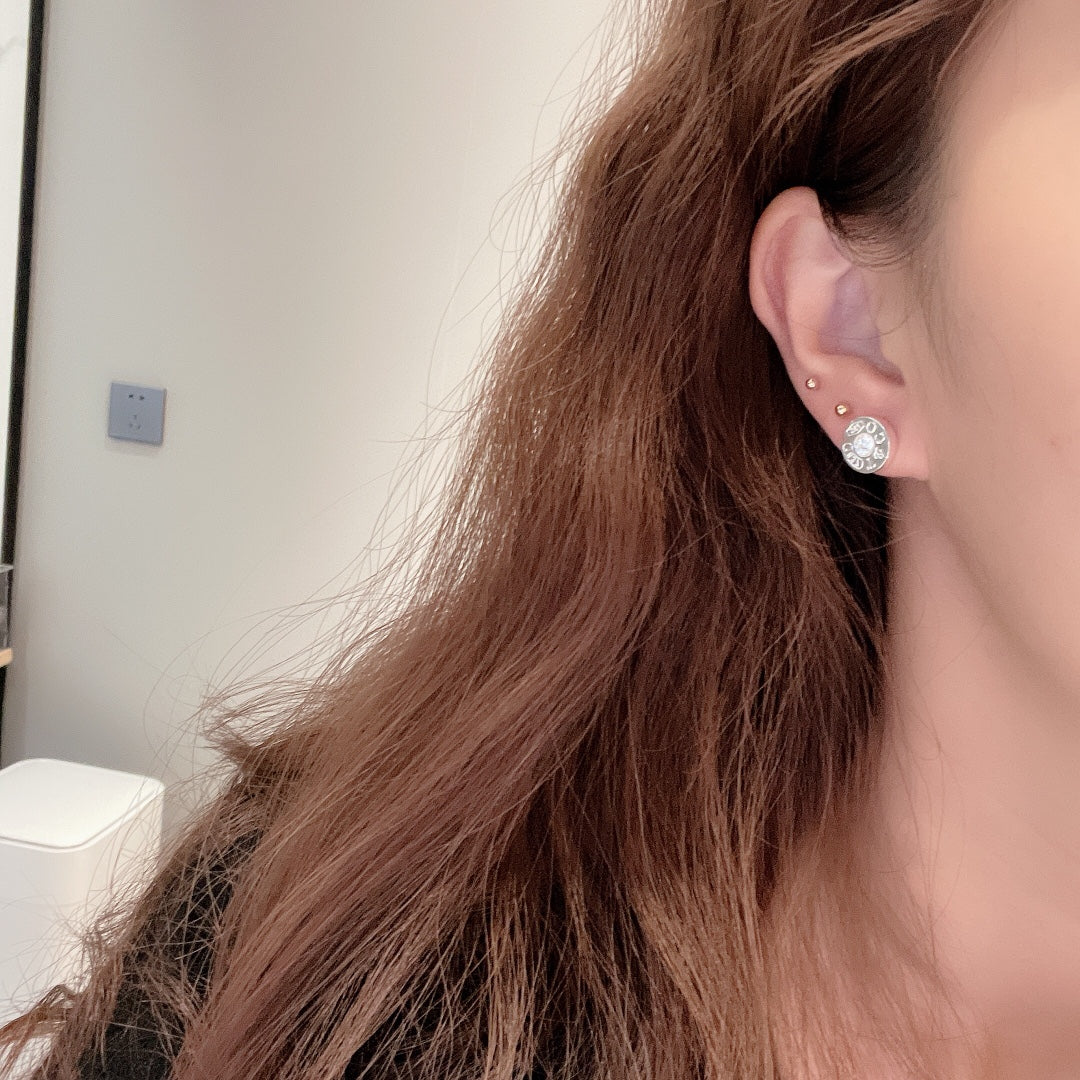 Roostick 1837 Diamond Stud Circle Earrings
