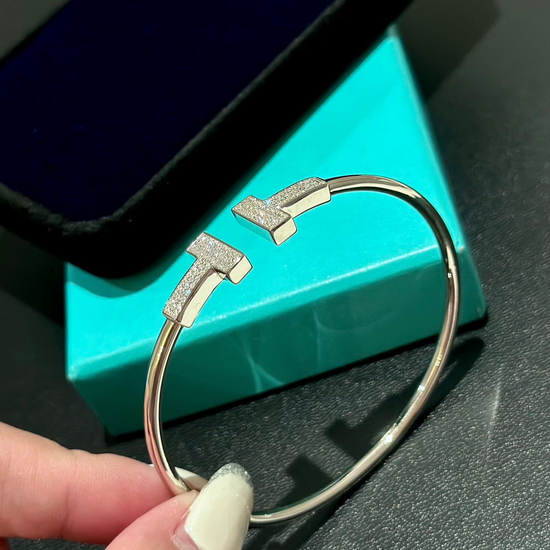 Roostick T Wide Diamond Wire Bracelet