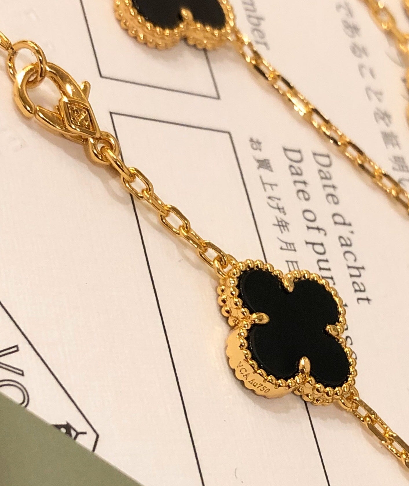 Roostick Vintage Alhambra Onyx And Diamond 20 Motifs Necklace