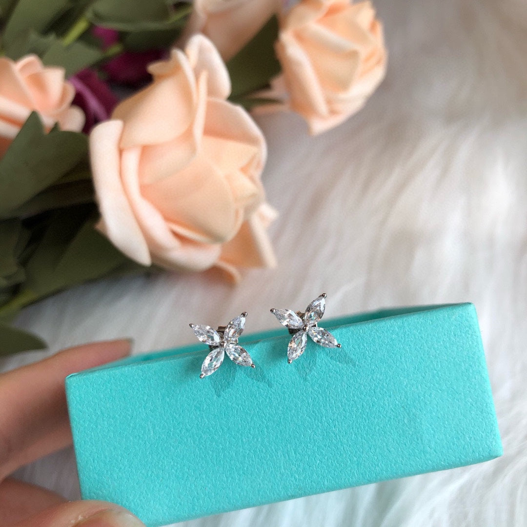 Roostick Platinum And Diamond Victoria Stud Earrings