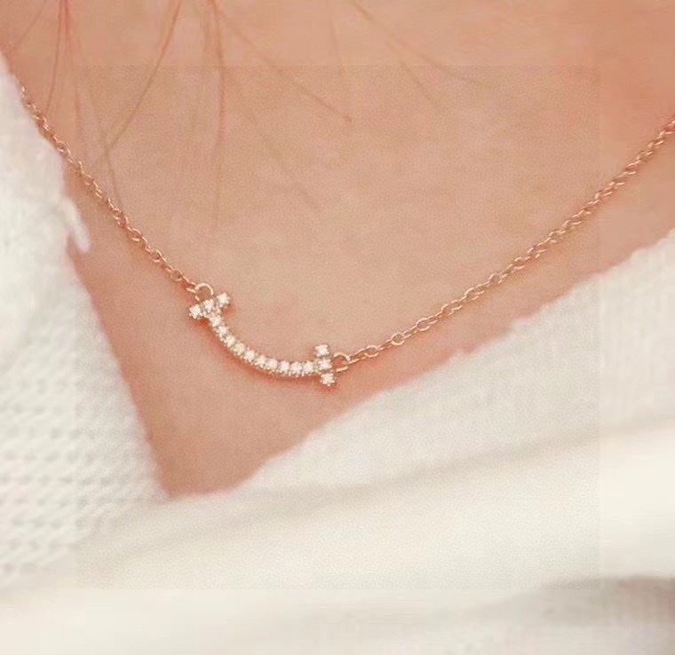 Roostick T Small Diamond Pendant Necklace