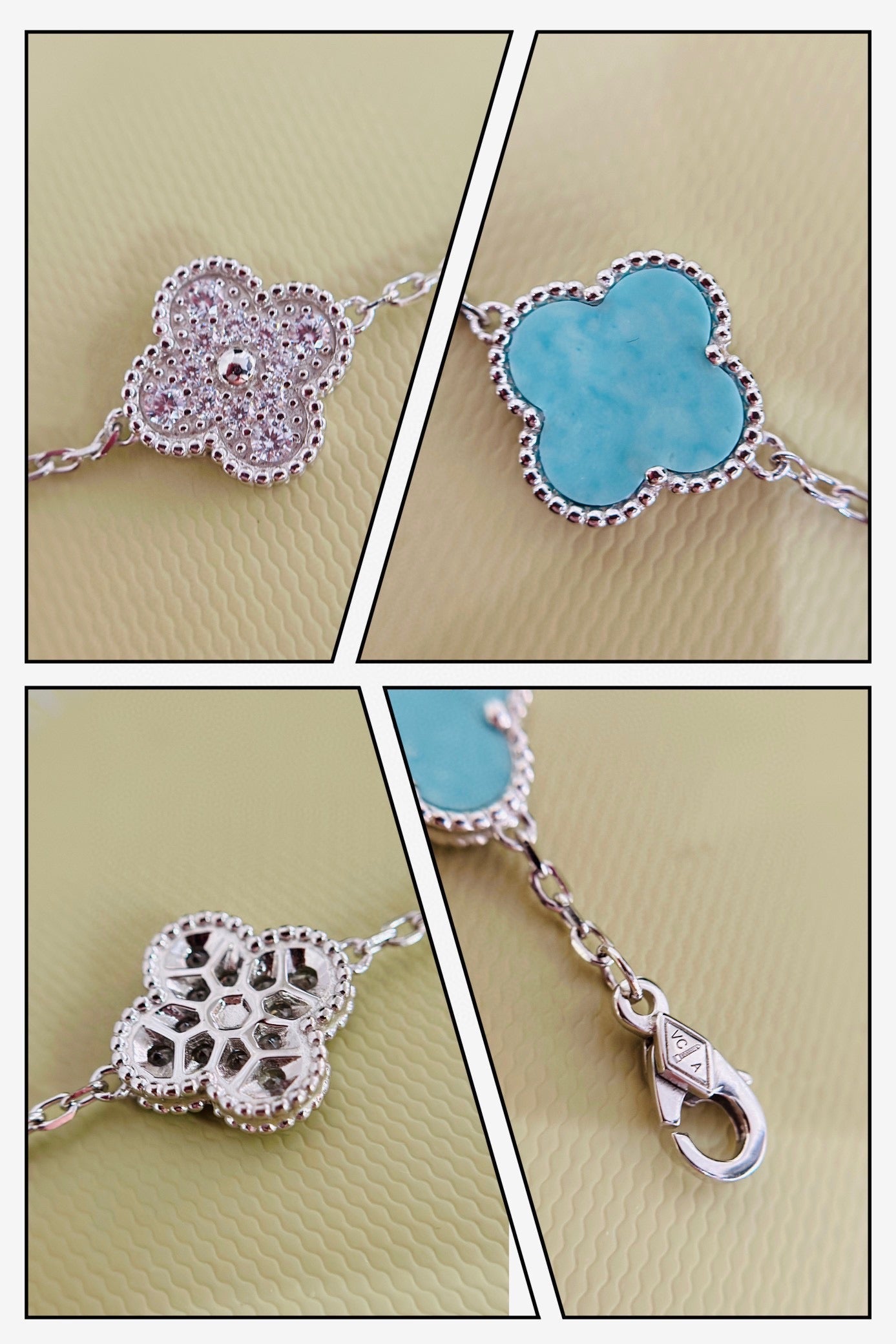 Roostick Vintage Alhambra Five Motifs Agate Bracelet
