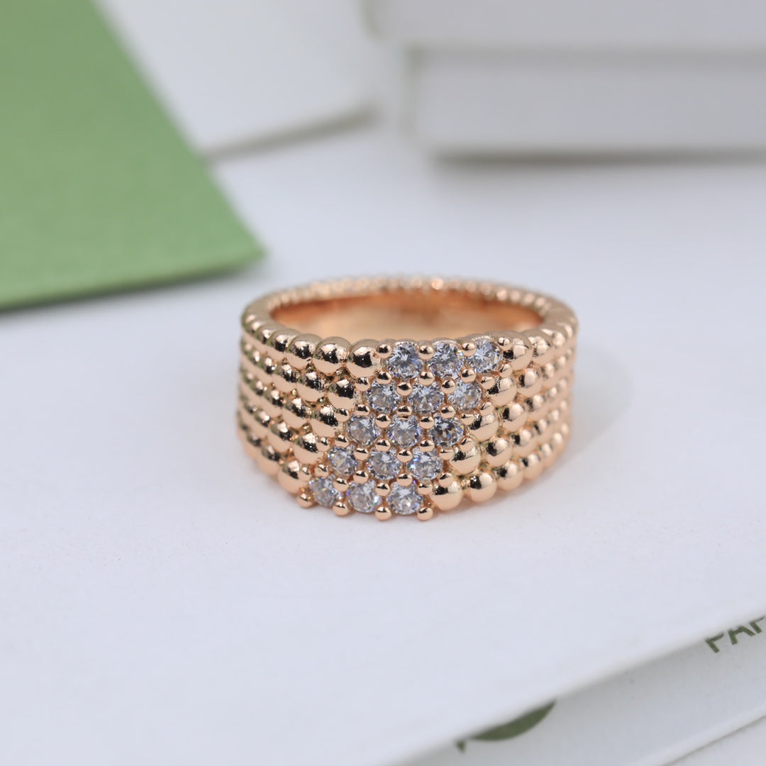 Roostick Perlée Diamonds Five Rows Ring