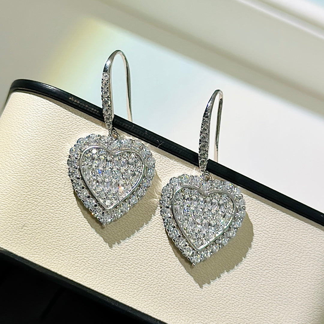 Roostick Diamond Heart Crystal Earrings