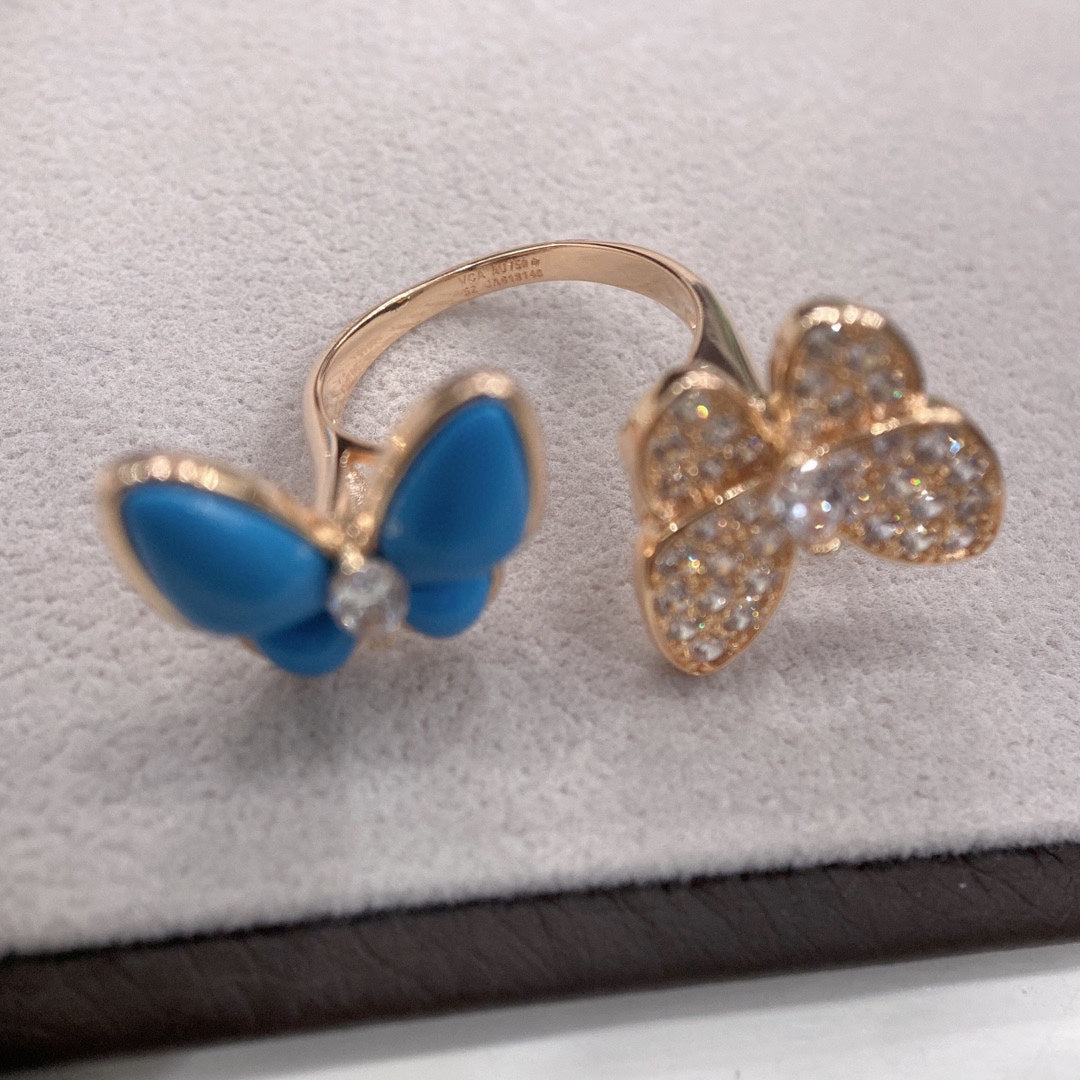 Roostick Two Butterfly Between the Finger Turquoise Ring