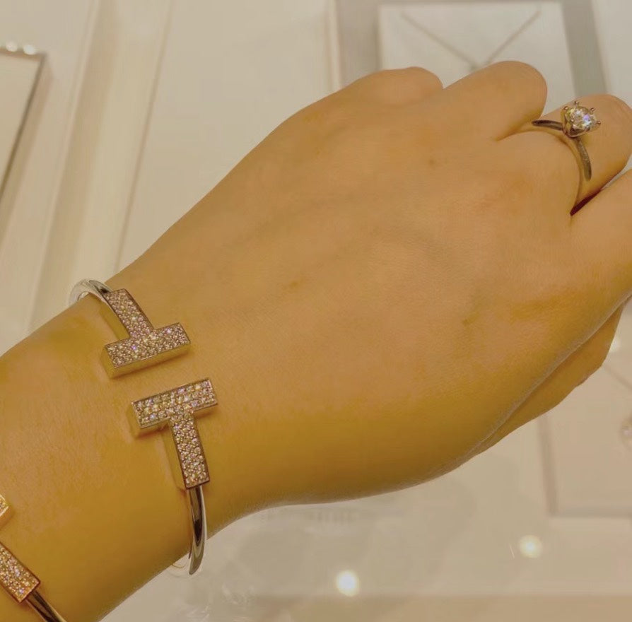 Roostick T Wide Diamond Wire Bracelet