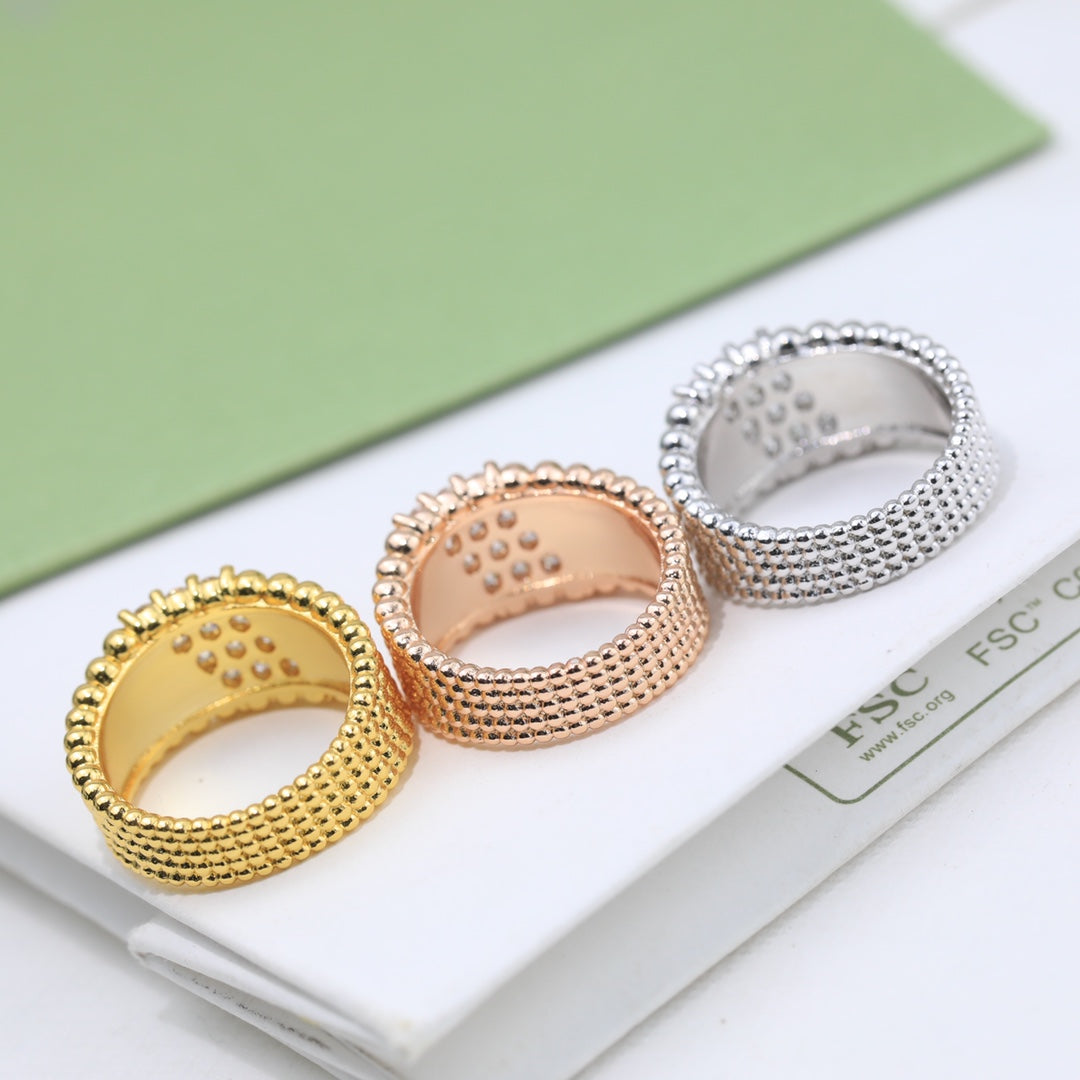 Roostick Perlée Diamonds Five Rows Ring