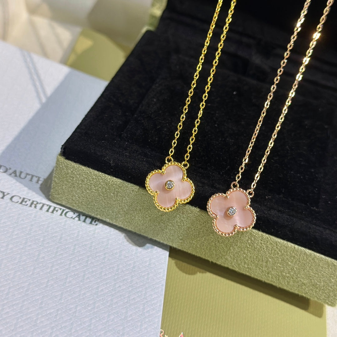 Roostick Sweet Alhambra Pink Clover Necklace