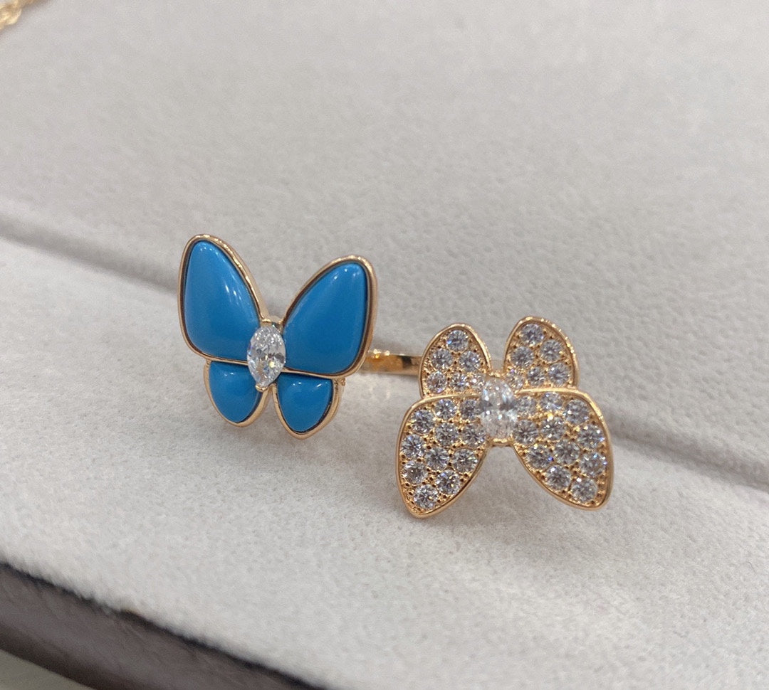 Roostick Two Butterfly Between the Finger Turquoise Ring