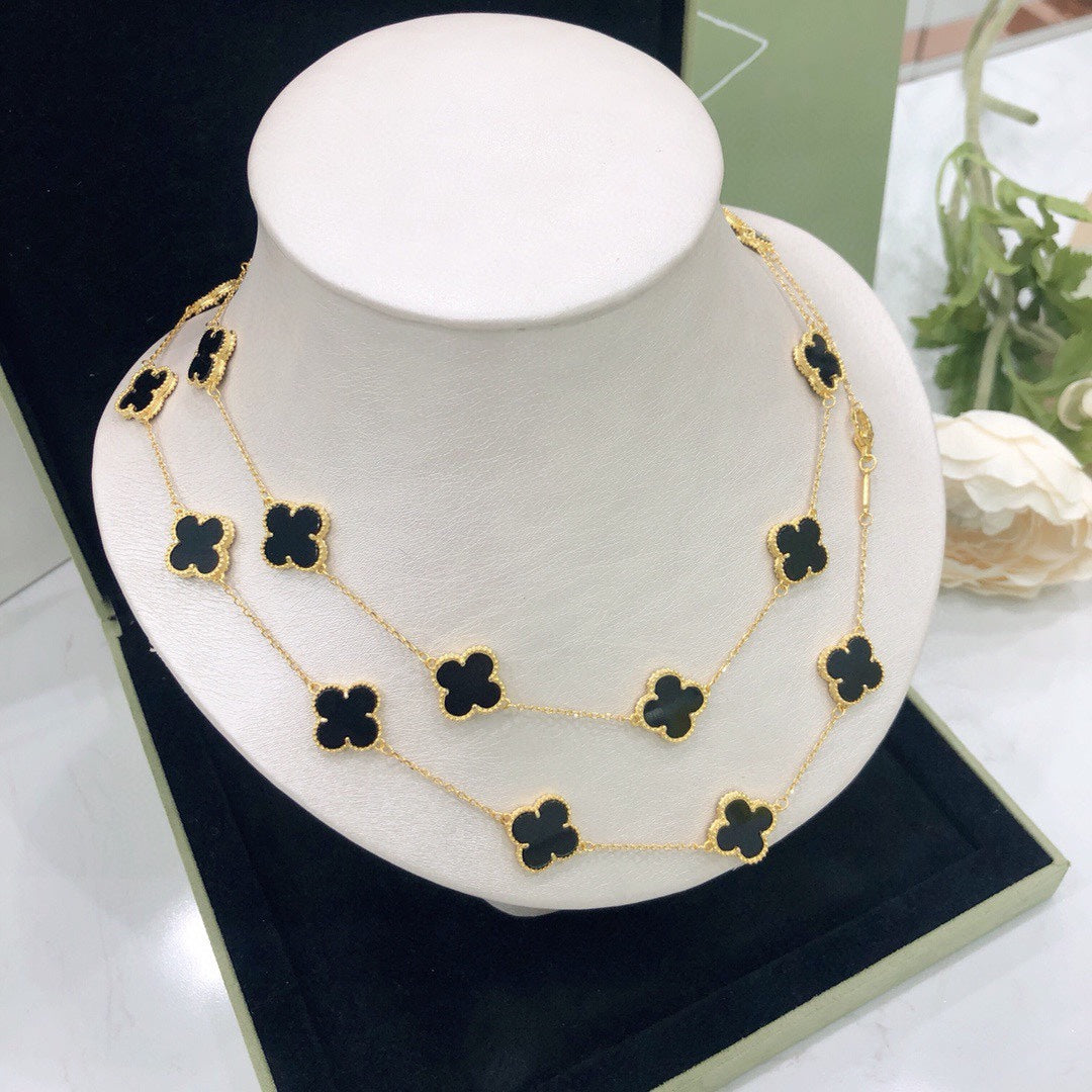 Roostick Vintage Alhambra Black 20 Motifs Long Necklace