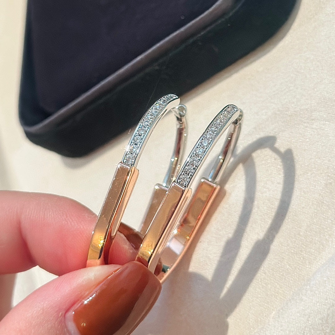 Roostick T Lock Diamond Earrings