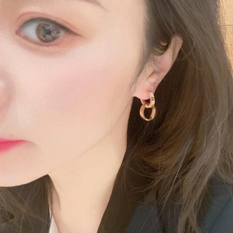 Roostick Love Double Hoop Diamond Earrings