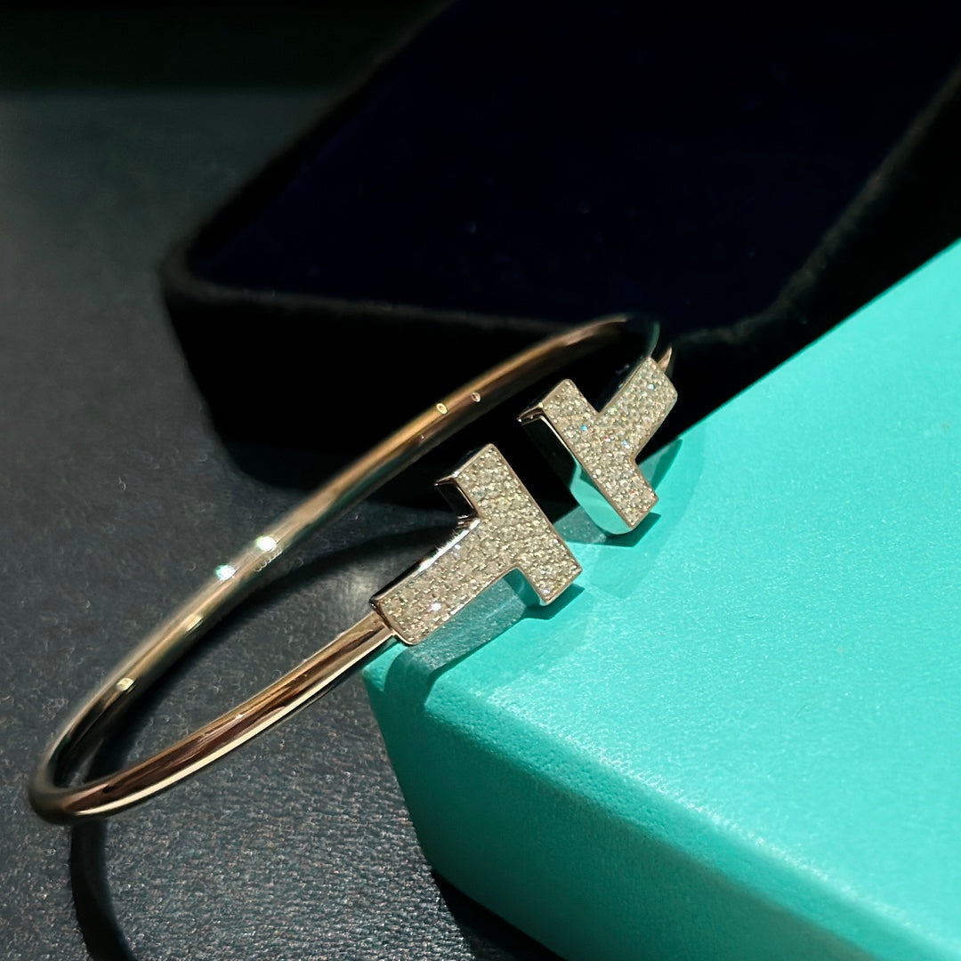 Roostick T Wide Diamond Wire Bracelet