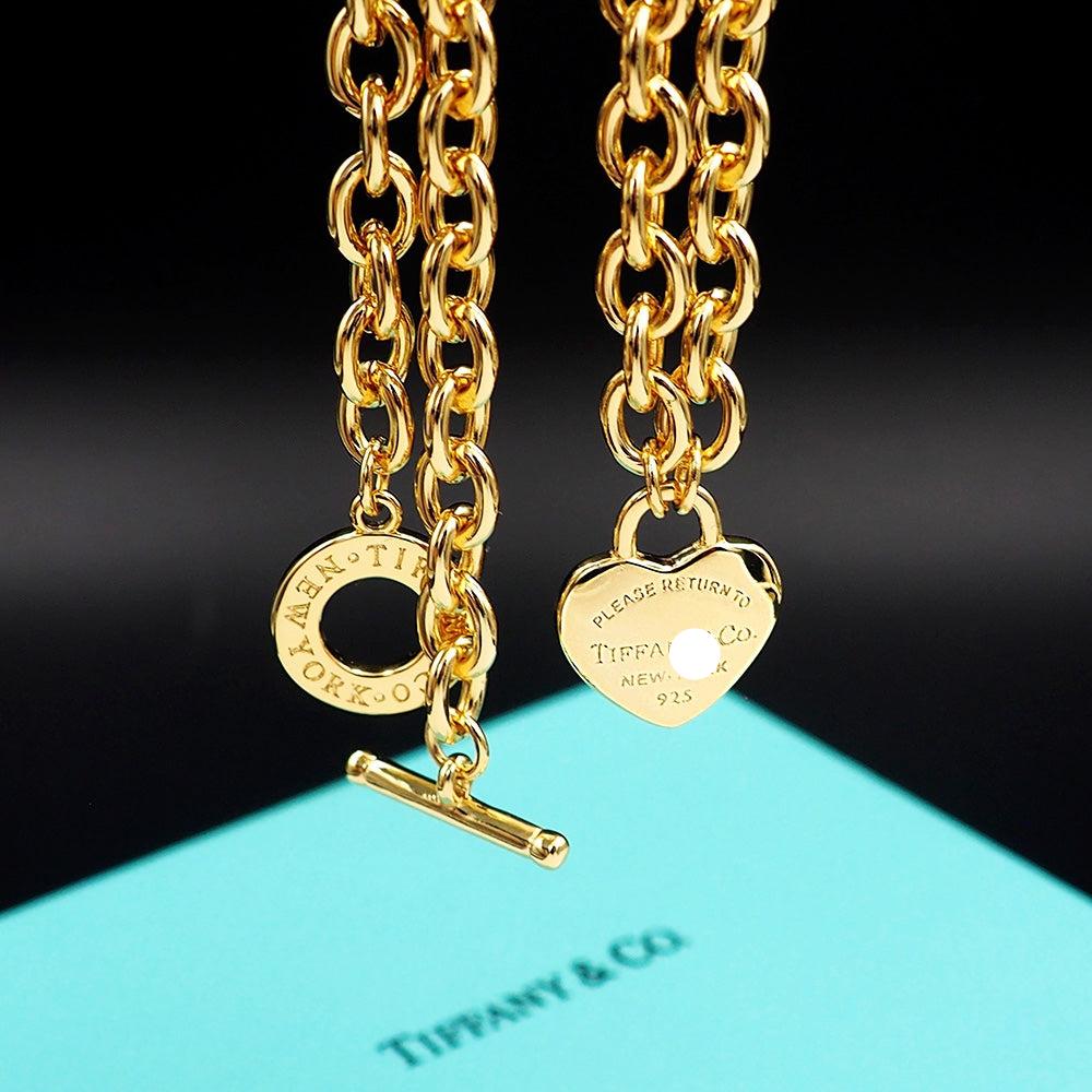 Roostick Tag Chain Heart Necklace