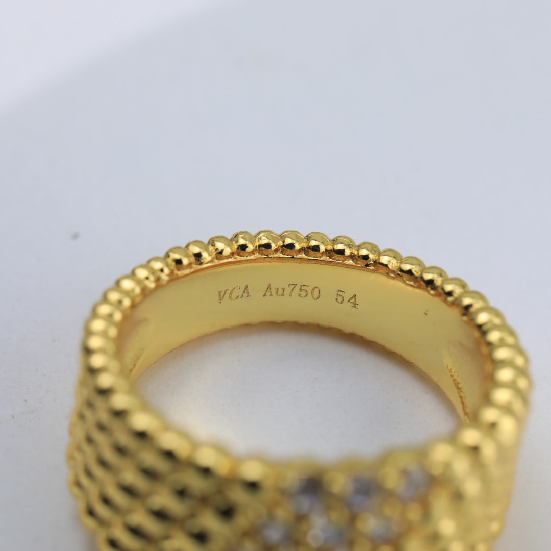 Roostick Perlée Diamonds Five Rows Ring