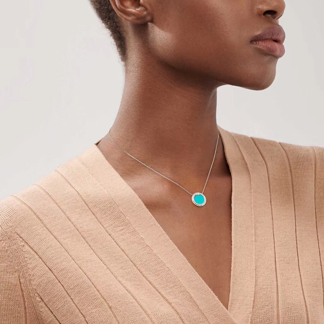 Roostick Diamond & Turquoise Circle Pendant