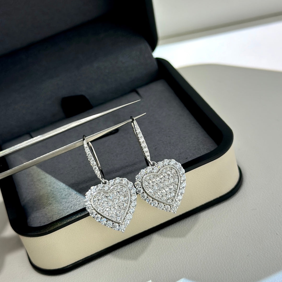 Roostick Diamond Heart Crystal Earrings