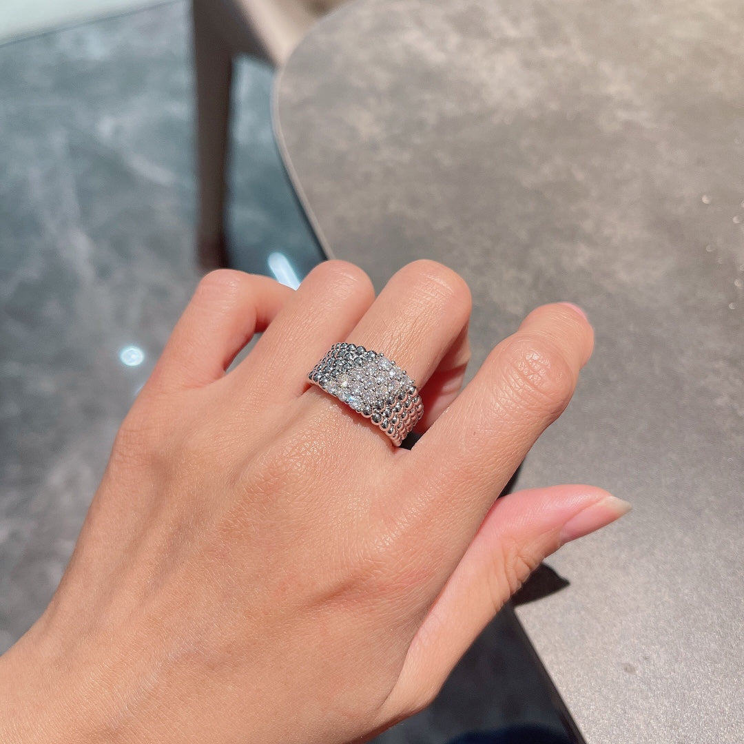 Roostick Perlée Diamonds Five Rows Ring