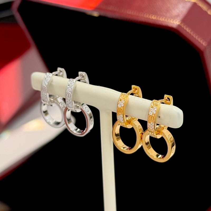 Roostick Love Double Hoop Diamond Earrings
