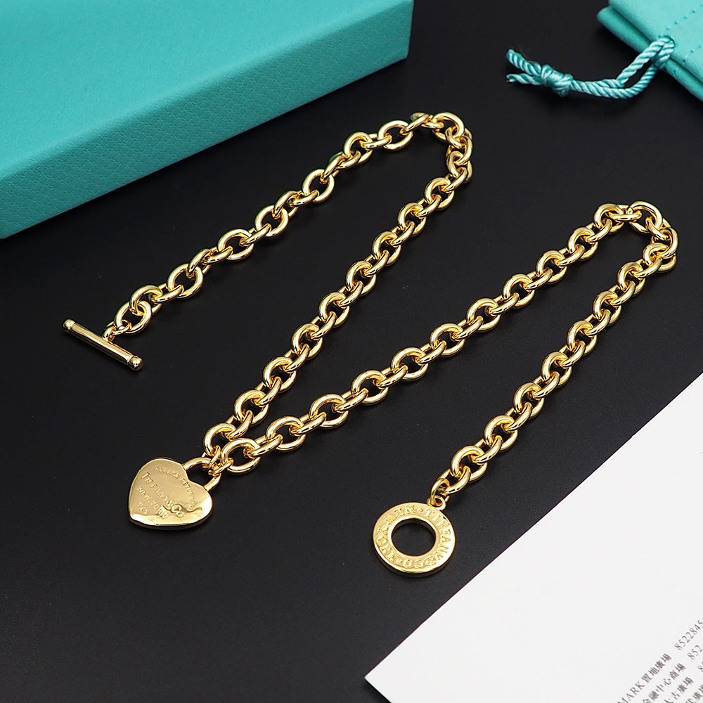 Roostick Tag Chain Heart Necklace