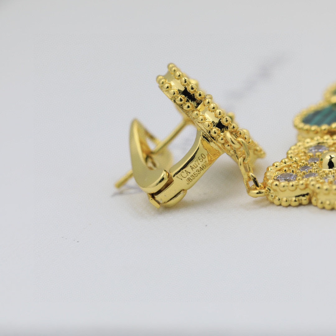 18k Magic Alhambra Three Pearls Motifs Earrings