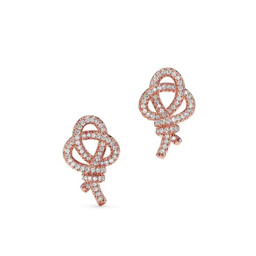 18K Keys Woven Diamond Earrings