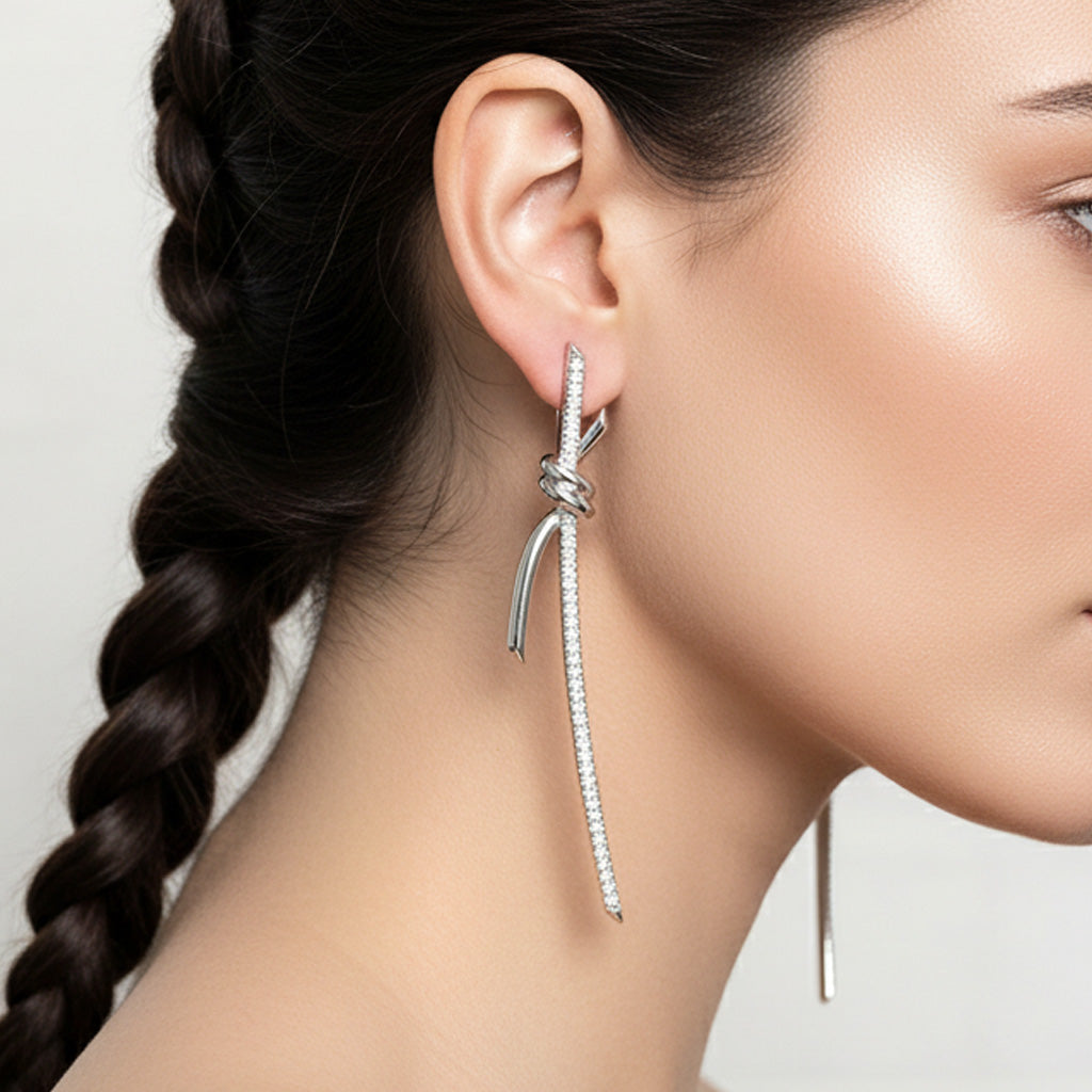Knot Drop Diamond Earrings