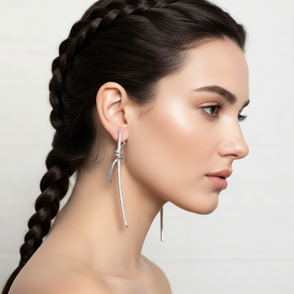 Knot Drop Diamond Earrings