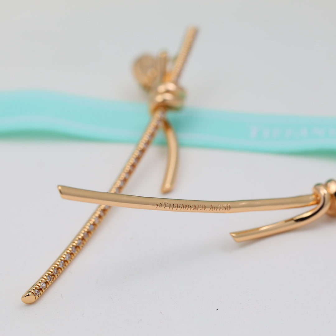 Knot Drop Diamond Earrings