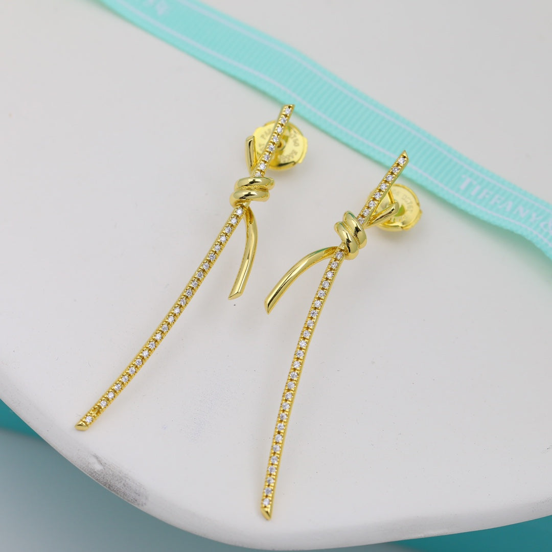 Knot Drop Diamond Earrings