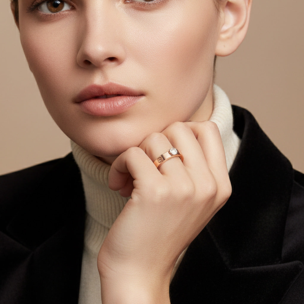 Love Solitaire Ring In 18K Gold Vermeil