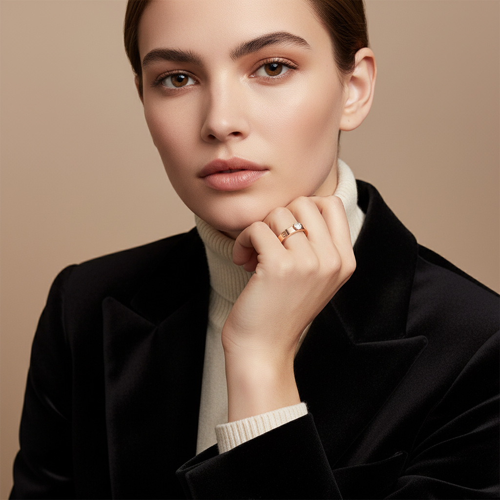 Love Solitaire Ring In 18K Gold Vermeil