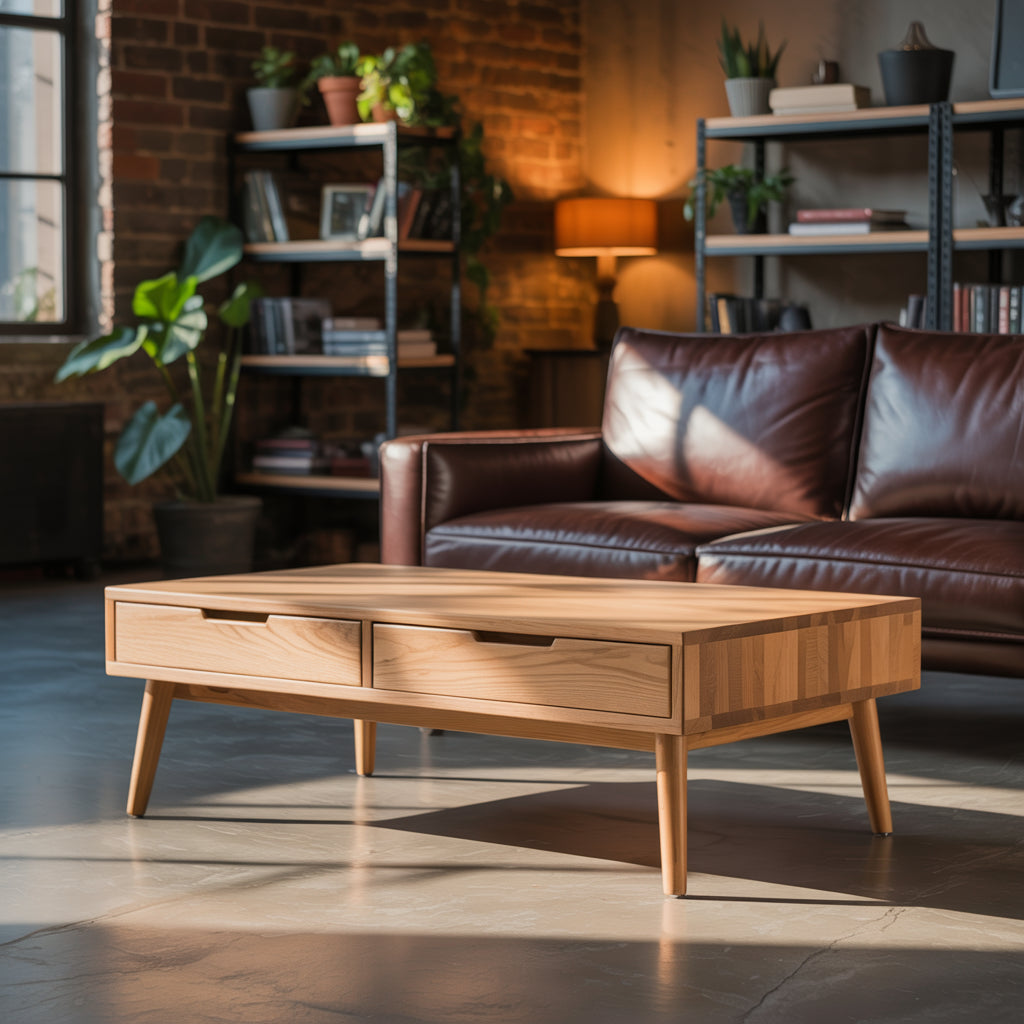 Low Coffee Table Modern Drawers Sleek Form Timeless Appeal