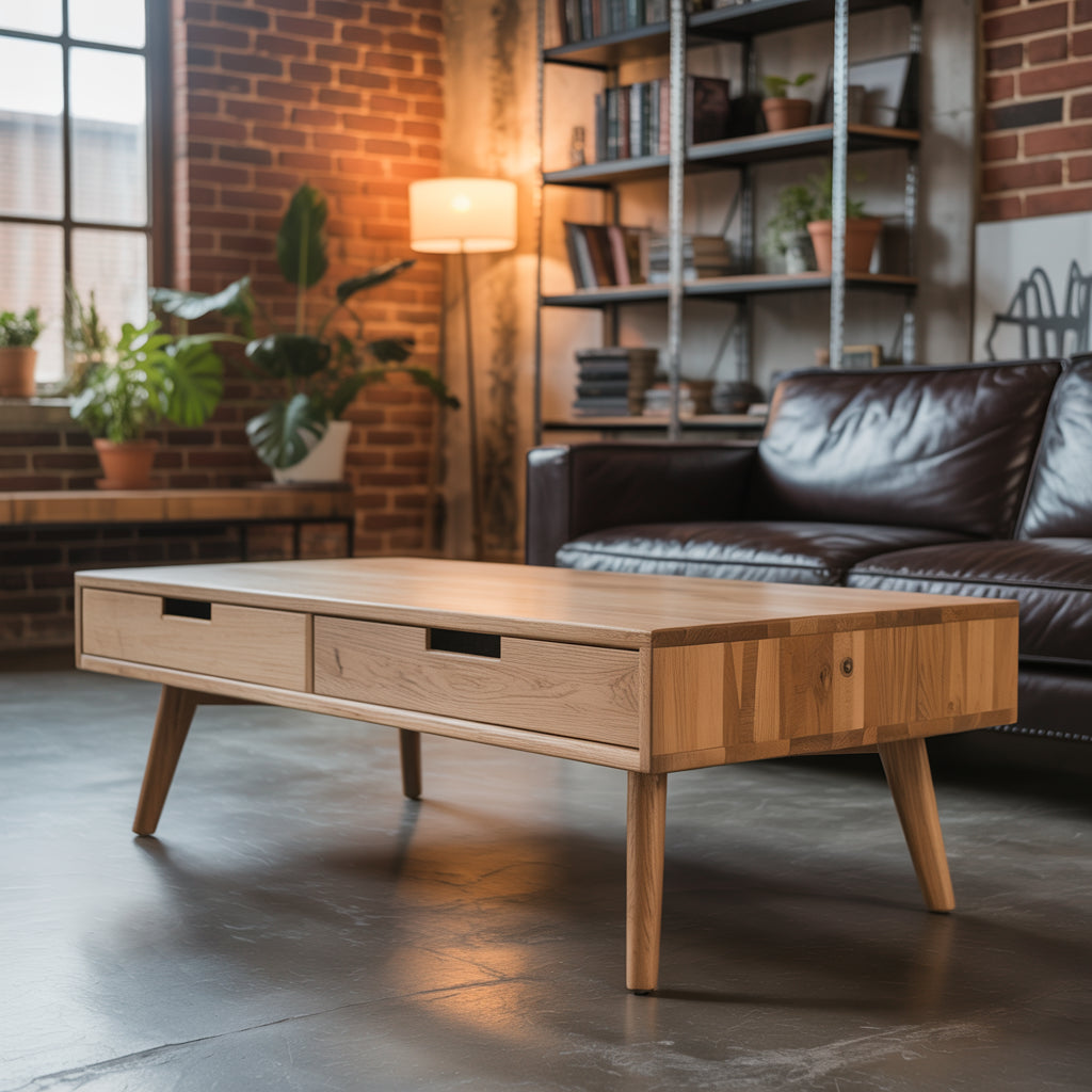Low Coffee Table Modern Drawers Sleek Form Timeless Appeal