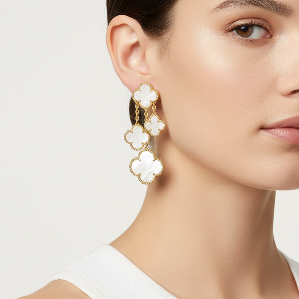 Magic Alhambra Mother Of Pearl Four Motifs Earrings