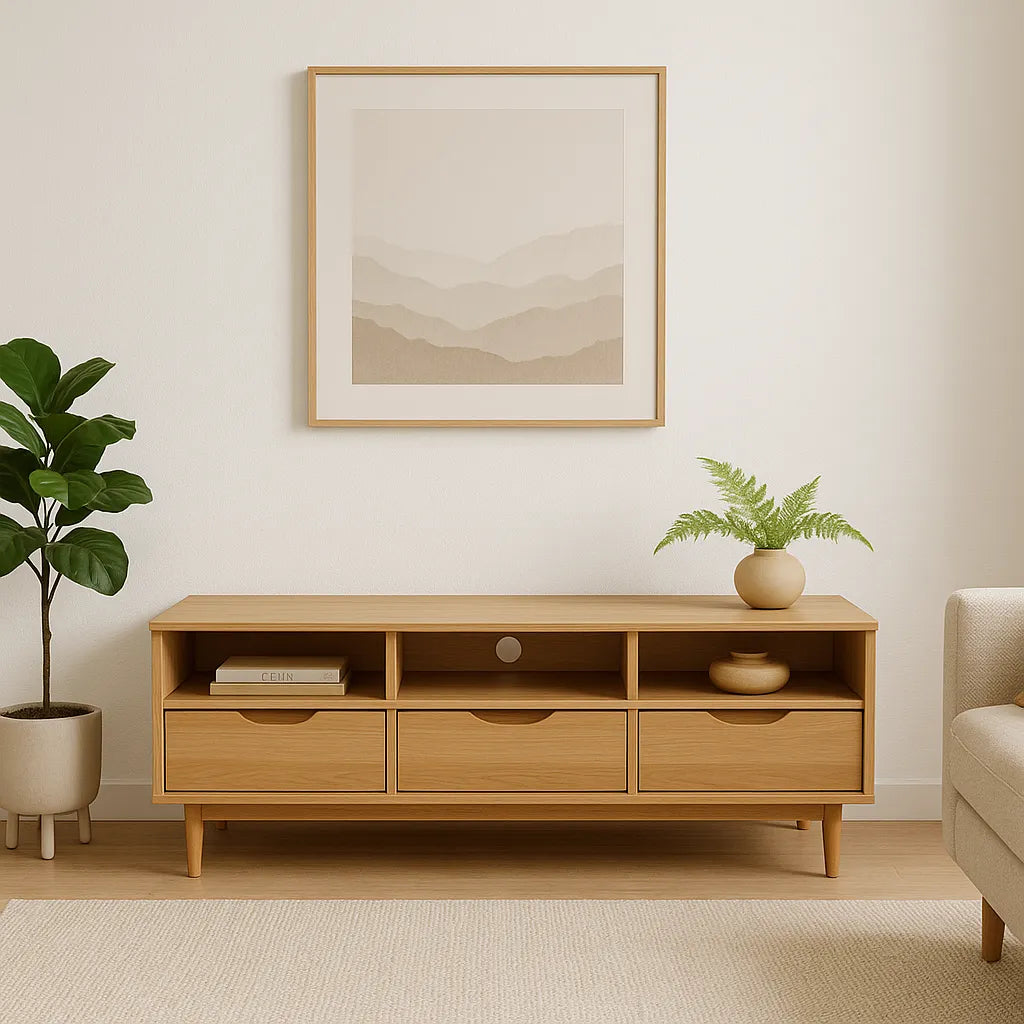 Media Console Clean-Line Storage Cabinet for Modern Living
