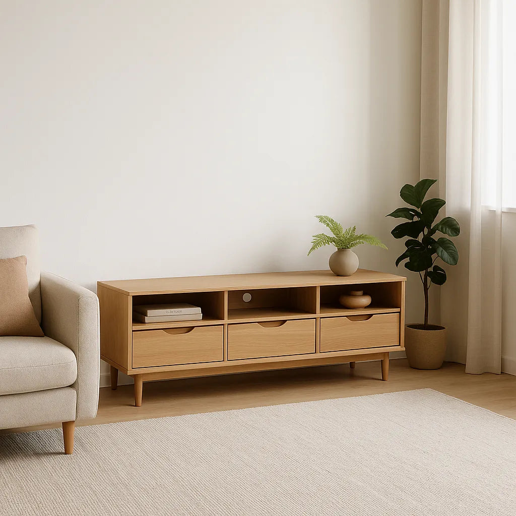 Media Console Clean-Line Storage Cabinet for Modern Living