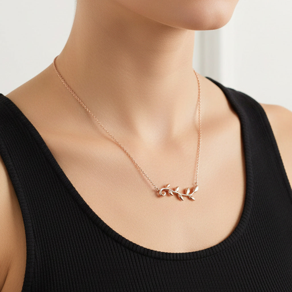 Olive Leaf Vine Pendant Necklace